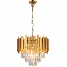 Φωτιστικό Κρεμαστό 4xE14 Χρυσαφί Αλουμινίου και Κρύσταλλα 6068-4